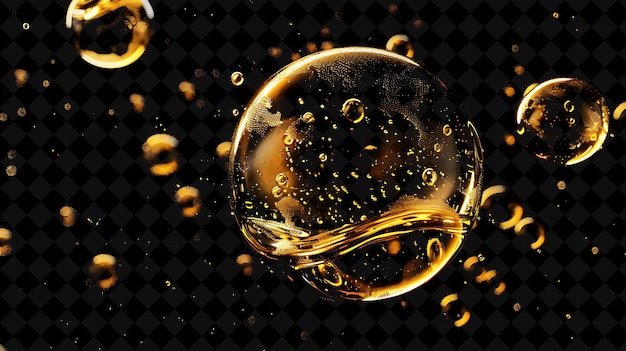 a bubble with water drops on a black background