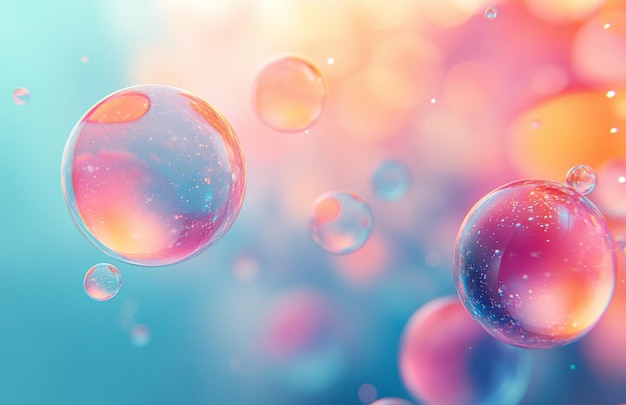 bubbles that are colored with pink and blue and red and blue