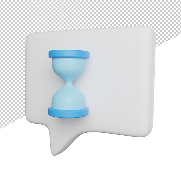 Buble Chat Timer side view 3d rendering illustration on transparent background