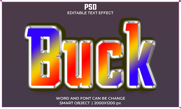 PSD buck psd 3d text effect fully editable high quality