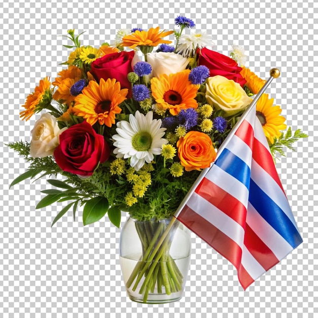 bucket of flowers with American flag