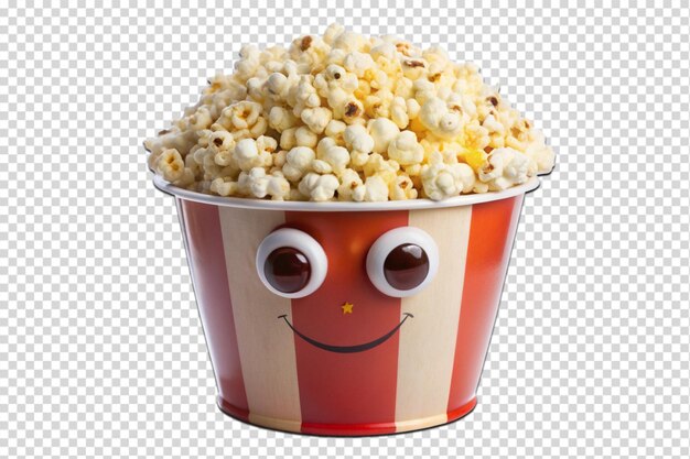 PSD bucket of popcorn with eyes and mouth png