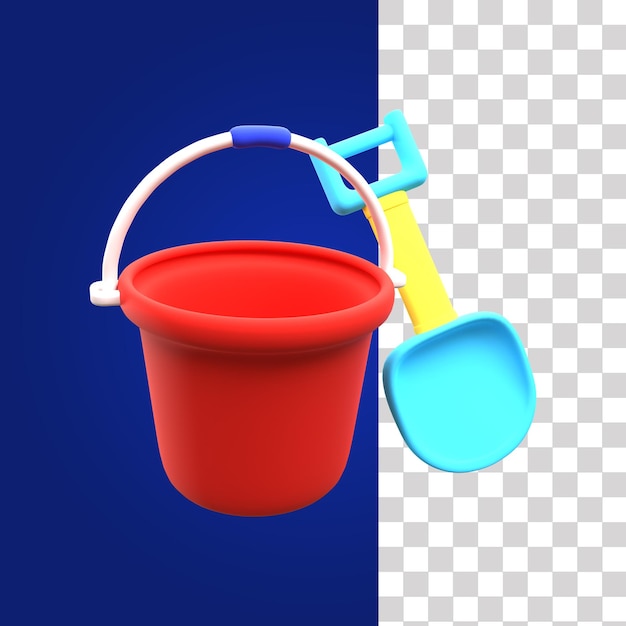 Bucket And Shovel 3D Illustration