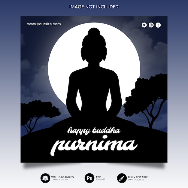 PSD buddha purnima social media post template