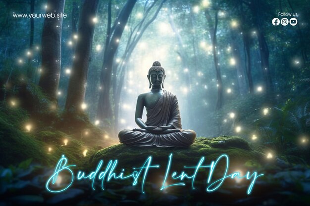 PSD buddhist lent day greeting poster