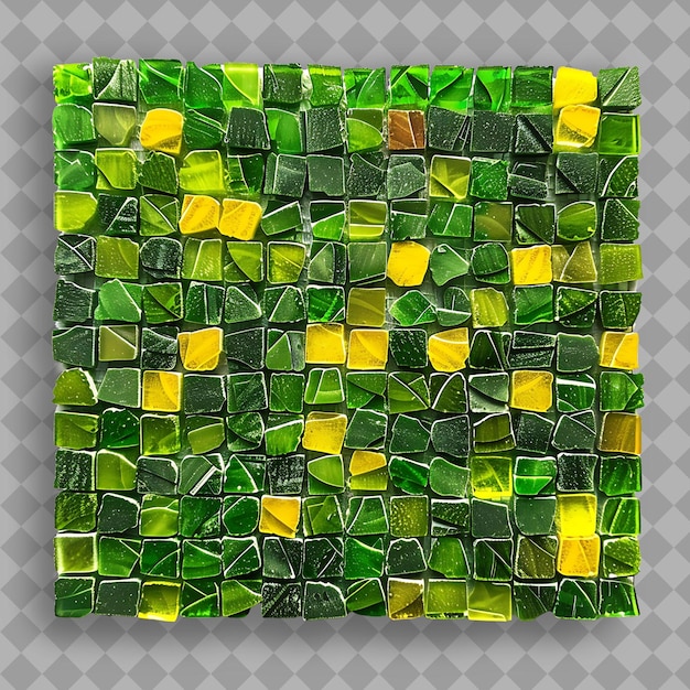 PSD buffalo bowie with vibrant yellow and green mosaic tiles and isolated green texture on clean bg