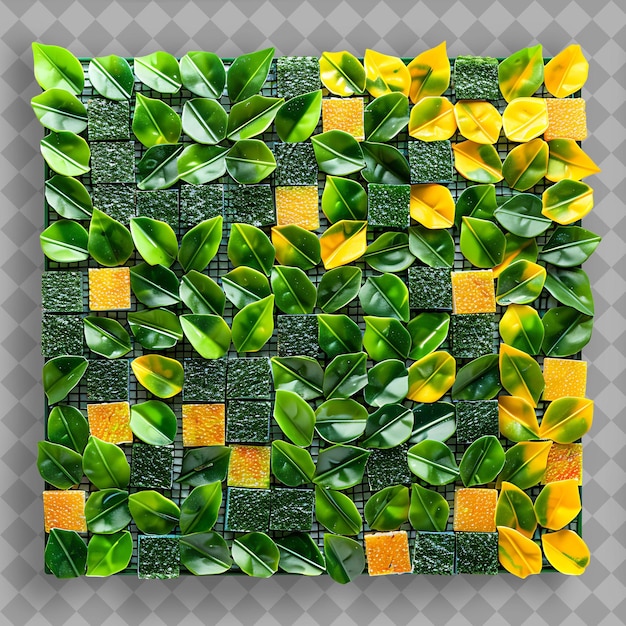 PSD buffalo bowie with vibrant yellow and green mosaic tiles and isolated green texture on clean bg