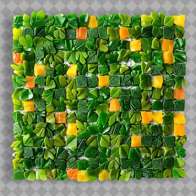 PSD buffalo bowie with vibrant yellow and green mosaic tiles and isolated green texture on clean bg