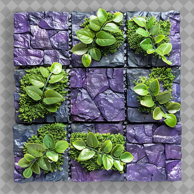 PSD buffalo shawnee with colorful ceramic tiles and purple mixed isolated green grass texture designs