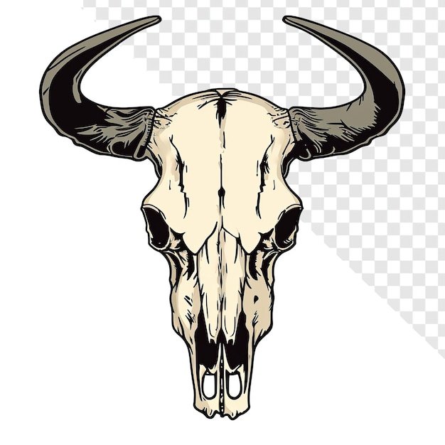 Buffalo Skull Vector Clipart Transparent Background