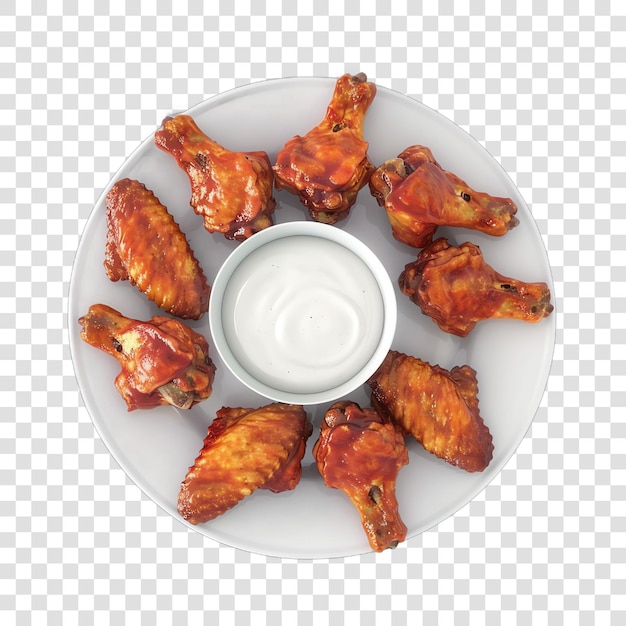 PSD buffalo wings food realisticisolated on a transparent background