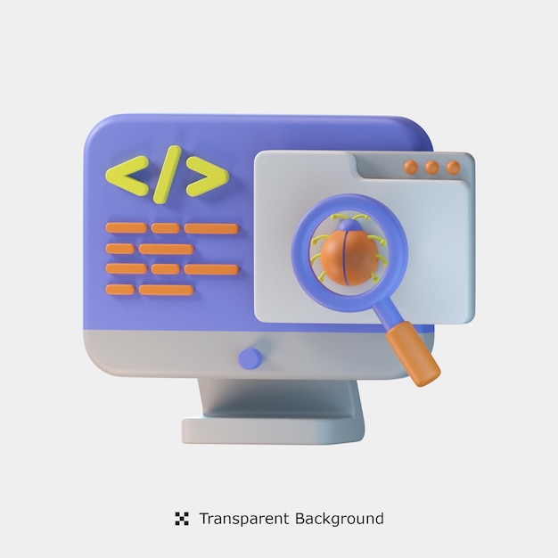 Bug Searching 3d icon illustration