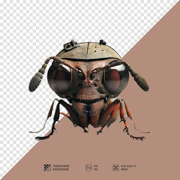 a bug with a bug on its face and glasses