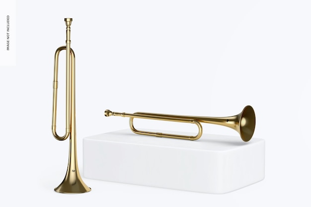 Bugle Mockup, Standing and Dropped