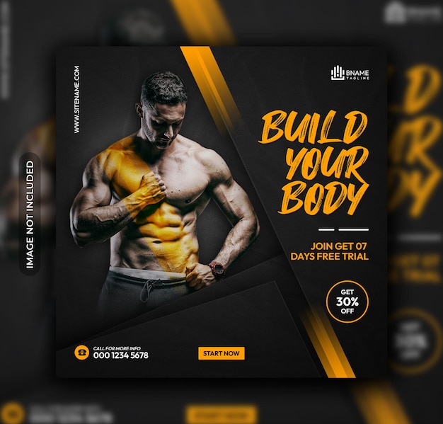 Build your body square flyer or Instagram social media post template