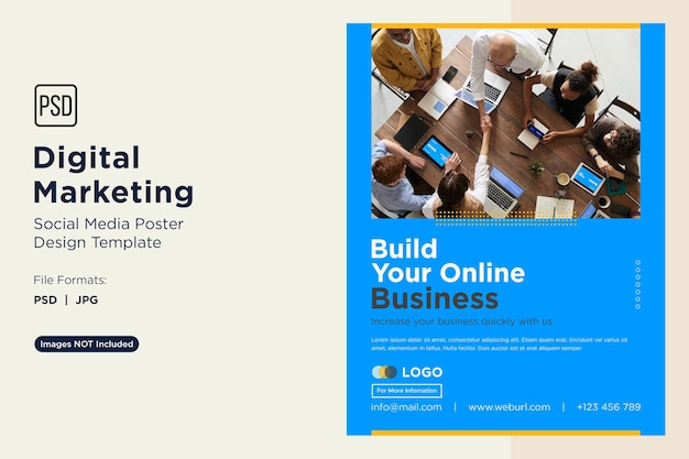 PSD build your online business poster design template