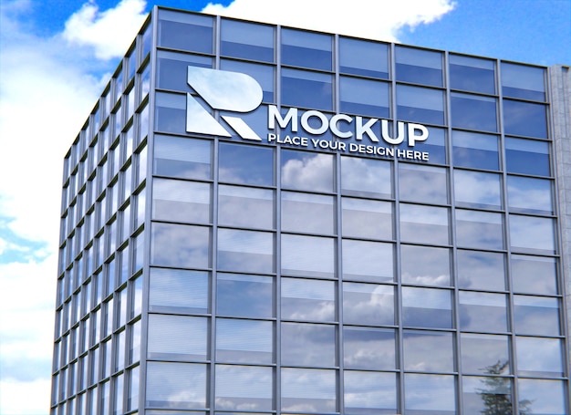 Building facade with logo mockup