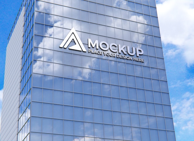 Building facade with logo mockup