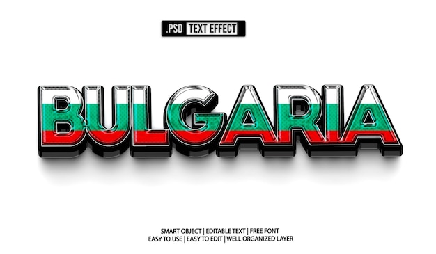 Bulgaria flag text effect psd template