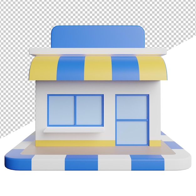 Buliding Store Market front view 3d icon rendering illustration on transparent background