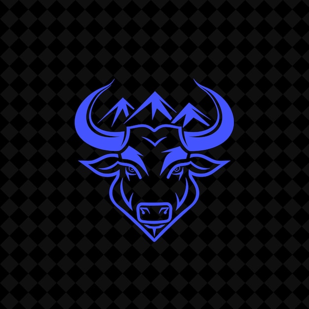 PSD a bull with a blue head on a black background