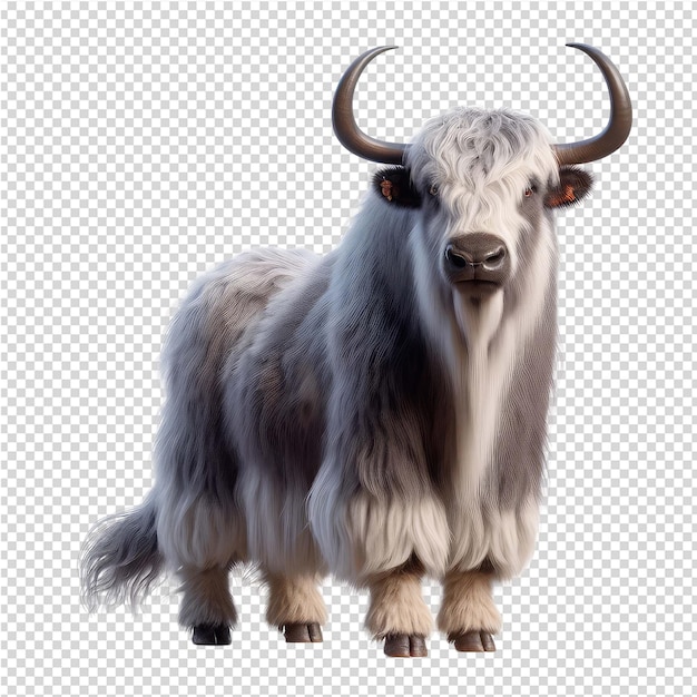 a bull with horns and horns stands on a white background