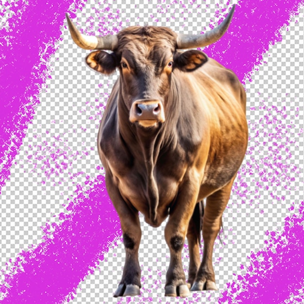 Bull with horns isolated on white background bull illustration png generative ai