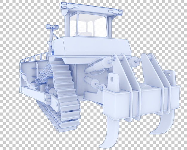 Bulldozer on transparent background 3d rendering illustration