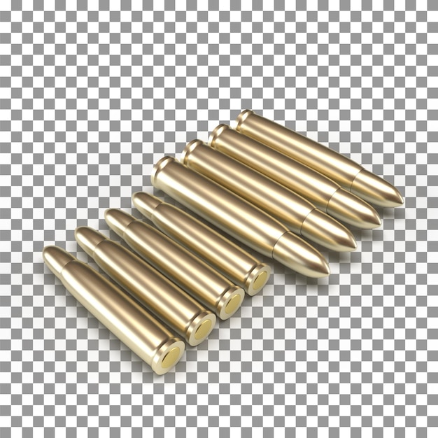 PSD bullet 3d rendering ammo weapon metal gunshots model illustration realistic copper golden bullet