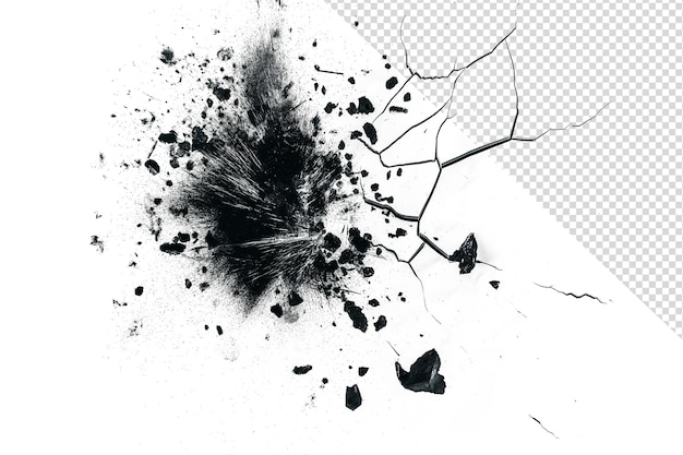 PSD bullet holes and numerous cracks on a plain on transparent background