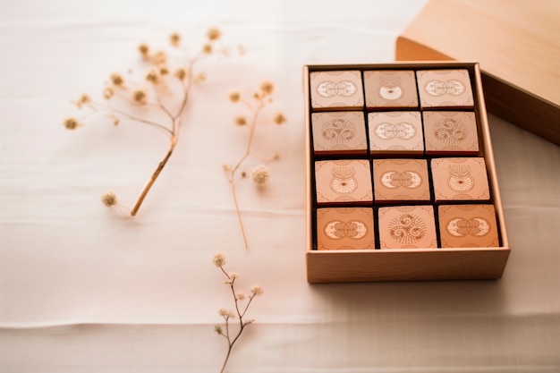 PSD bullet journal wooden stamp mockup