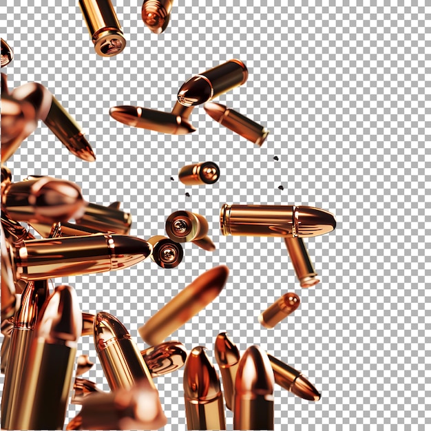 PSD bullets in air on transparent background ai generated