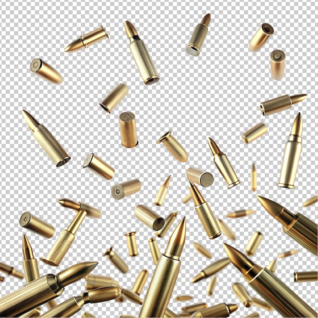 bullets falling on transparent background