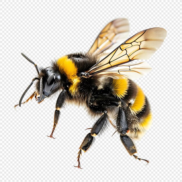 Bumblebee flying on isolated transparent background