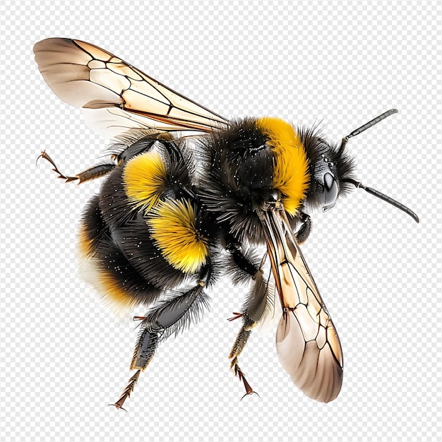 Bumblebee flying on isolated transparent background