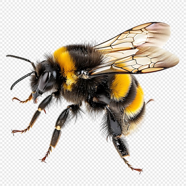 Bumblebee flying on isolated transparent background