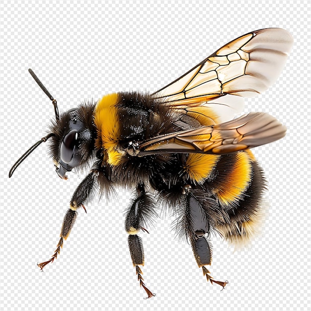 Bumblebee flying on isolated transparent background