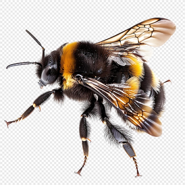 PSD bumblebee flying on isolated transparent background