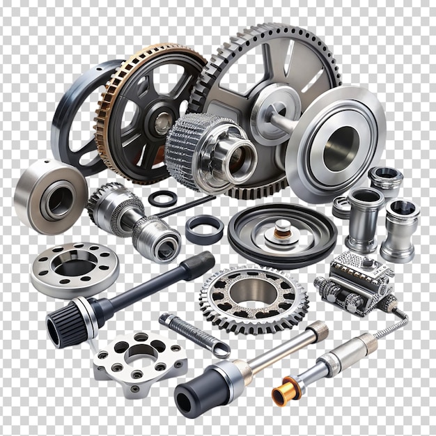 PSD a bunch of automotive parts and tools on transparent background