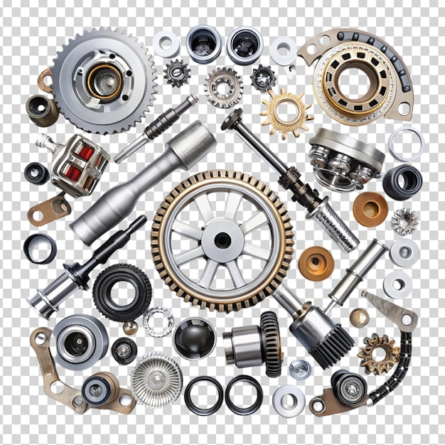 PSD a bunch of automotive parts and tools on transparent background