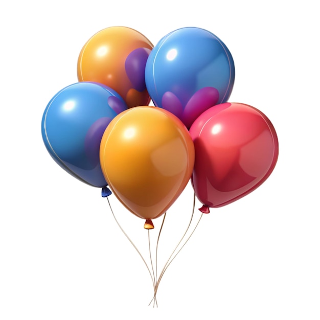 a bunch of balloons with a red blue and yellow one with a red one on the bottom