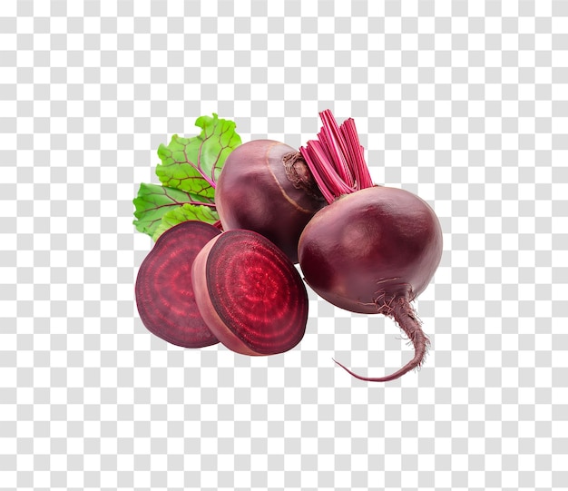 a bunch of beets with a leaf and a picture of a green leaf