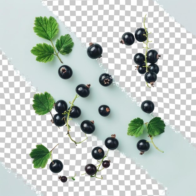 PSD a bunch of blackberries with a green leaf on the bottom