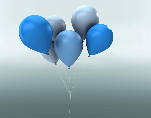 A bunch of blue and silver balloons with one that says " i'm a balloon ".