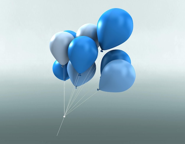 A bunch of blue and white balloons with one that says " i love you ".