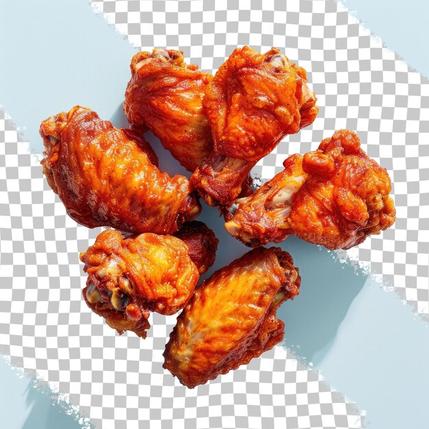 PSD a bunch of chicken wings are on a checkered tablecloth