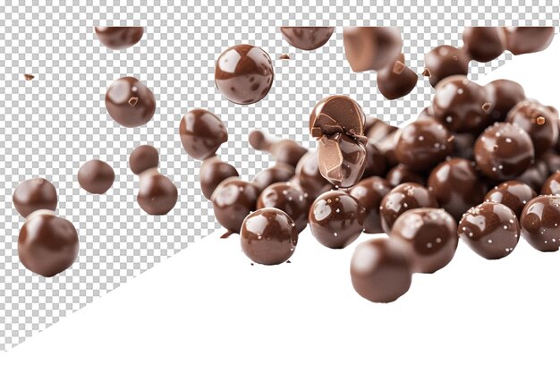 PSD a bunch of chocolates with a white background and a place for the words chocolate