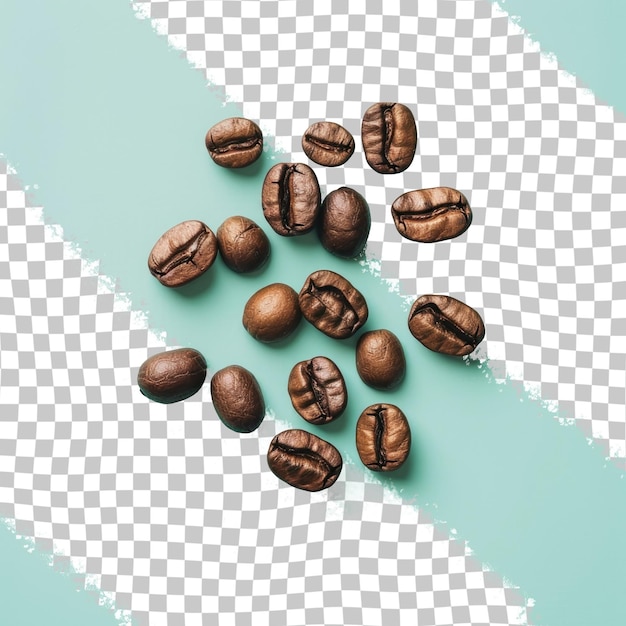 a bunch of coffee beans are on a checkered table