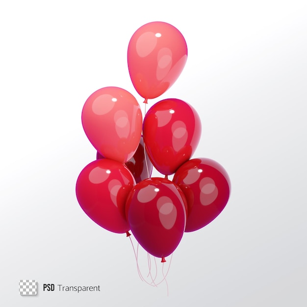 Bunch of colorful balloons 3D render illustration Realistic glossy balloons