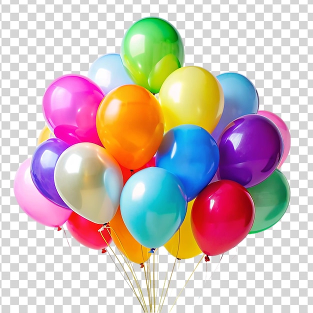 A bunch of Colorful balloons isolated on transparent background